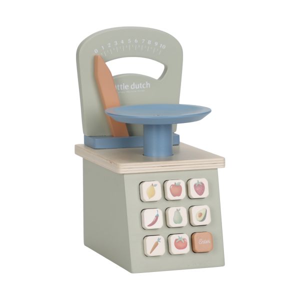 Houten speelweegschaal van Little Dutch met draaibare wijzer