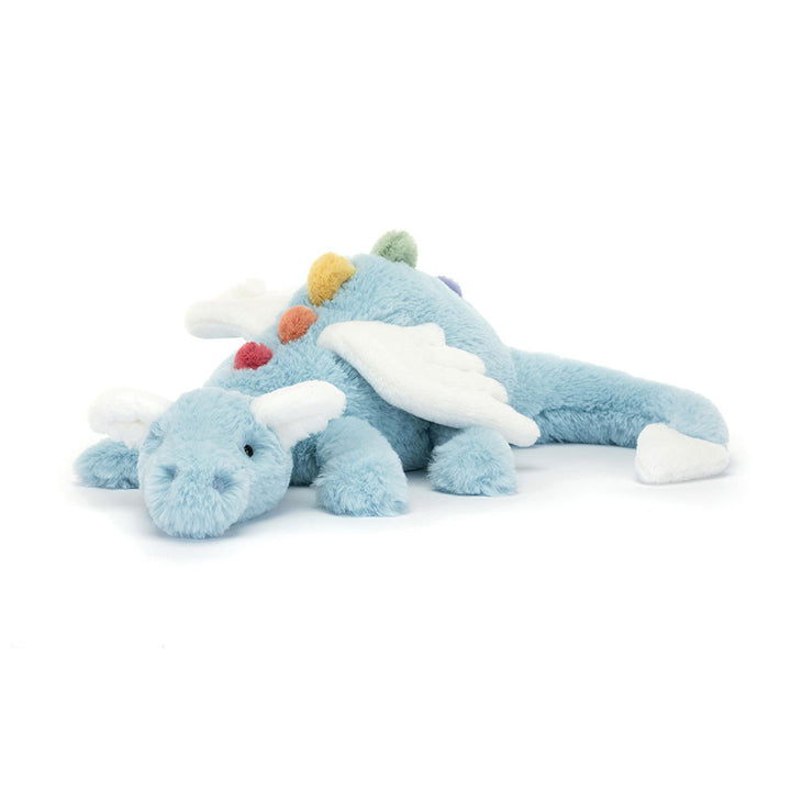 Jellycat Sky Dragon Large knuffel in blauw met vleugels en lange staart