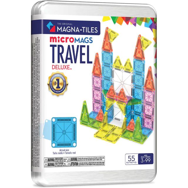 MAGNA-TILES MicroMAGS Travelset Deluxe – 55-delige magnetische bouwset in opbergdoos
