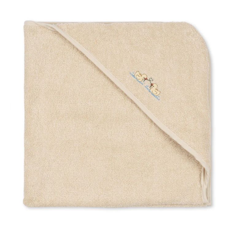 Konges Slojd badcape Figo in antique white met capuchon van biologisch katoen