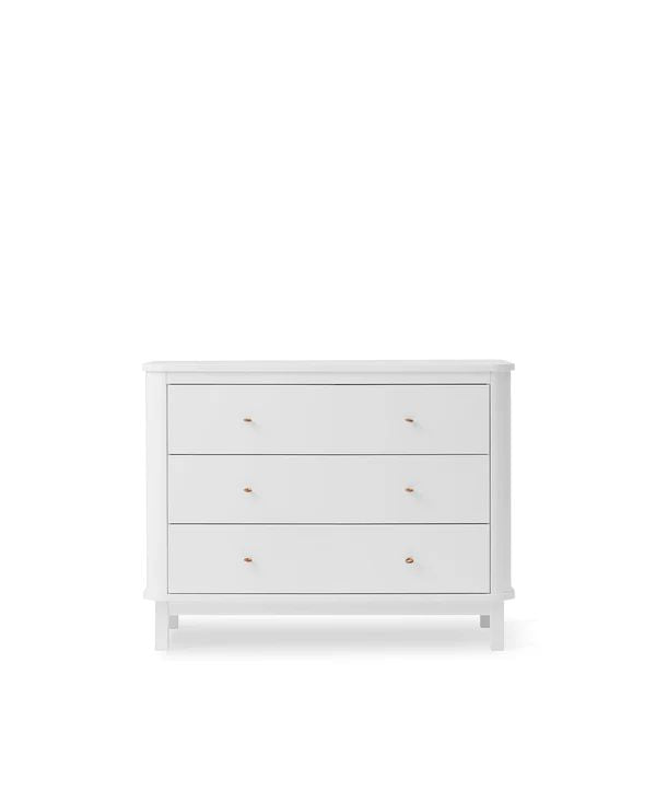 Volledig witte commode met leren handgrepen van Oliver Furniture