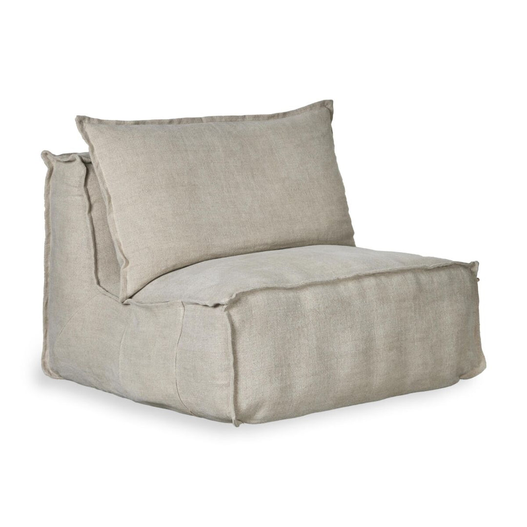 Beige Quax Linen Lounger fauteuil met linnen bekleding