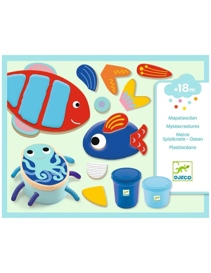 Djeco Oceaan Speelklei set met houten accessoires voor peuters