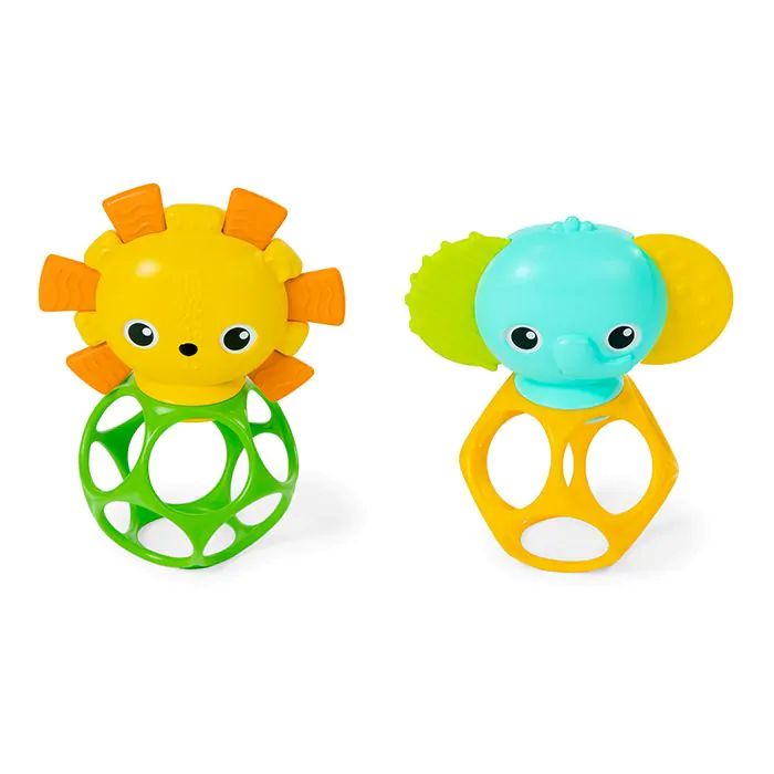Oball Soother Pals bijtspeeltjes leeuw en olifant voor baby’s