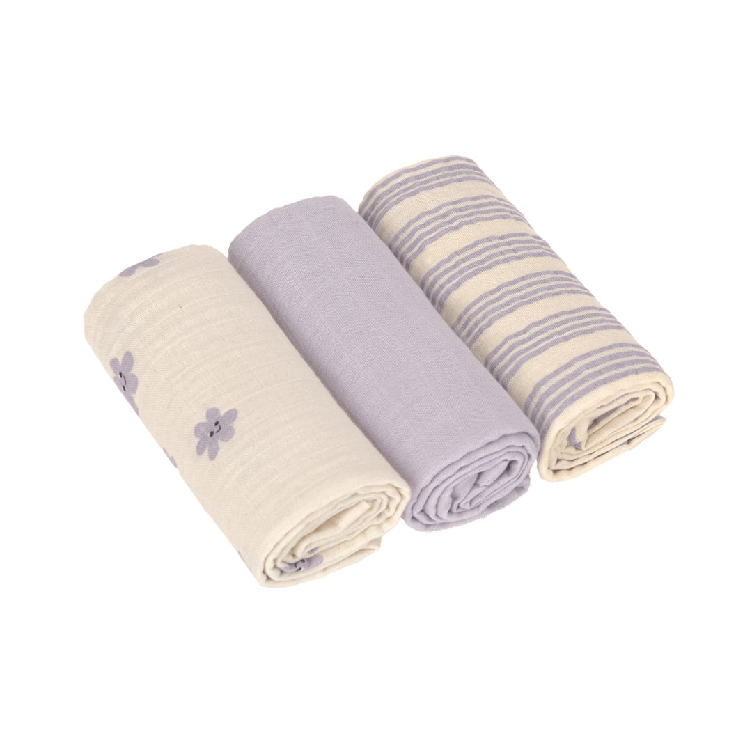 Lässig Tiny Team tetradoeken 3-pack met dierenprint in Pastel Lilac
