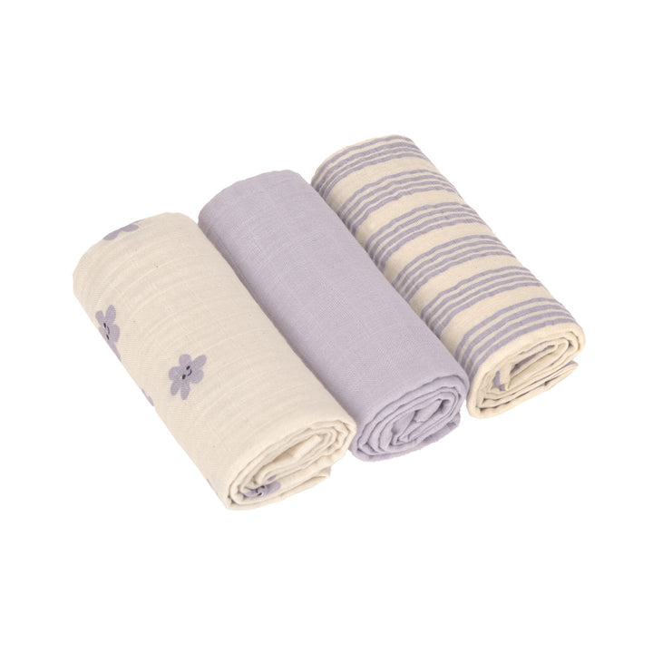 Lässig Tiny Team tetradoeken 3-pack met dierenprint in Pastel Lilac