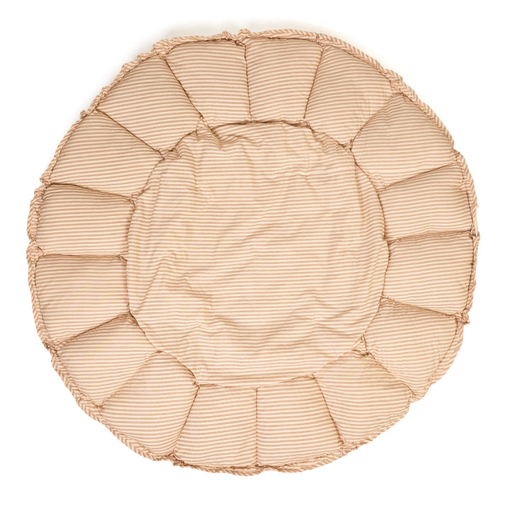 Play & Go Speelmat Bloom Stripes Brown, omgevormd tot babynestje en opbergzak, ideaal voor baby’s