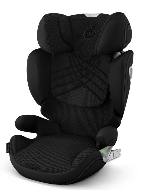 Cybex Solution T i-Fix Plus autostoel in Sepia Black met verstelbare hoofdsteun en zijdelingse impactbescherming.