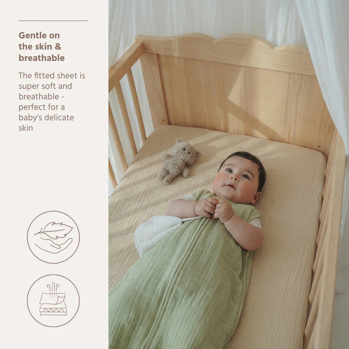 B-Boo - Hoeslaken Pre-Washed Hydrofiel 60x120cm | Soft Sand