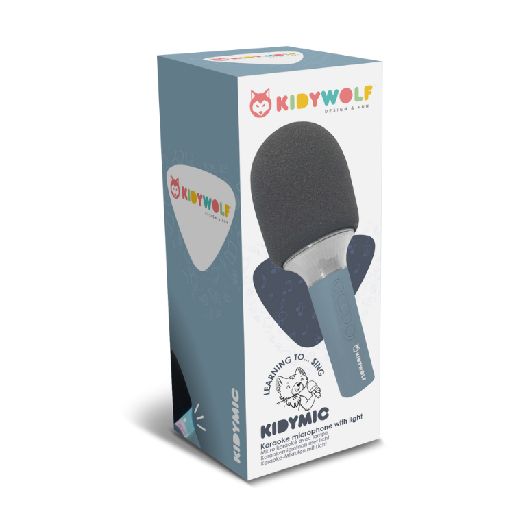 Blauwe Kidywolf Kidymic Karaoke Microfoon met ingebouwde luidspreker en Bluetooth