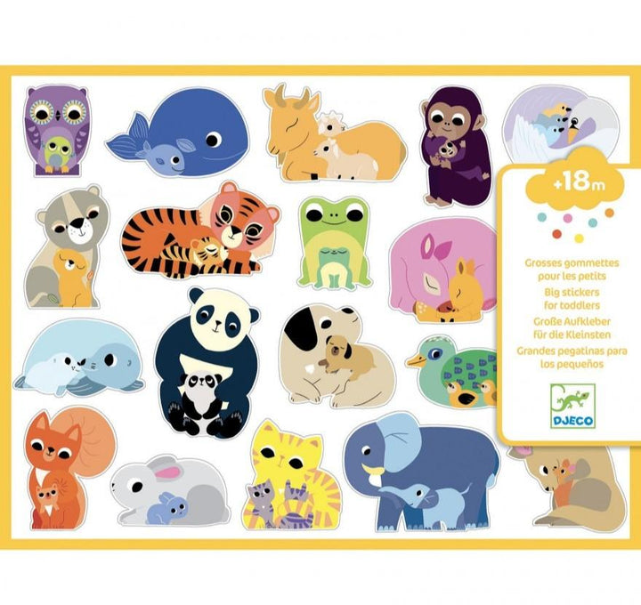 Djeco Stickers Mama en Baby – Set van 120 grote dierenstickers voor kinderen vanaf 18 maanden