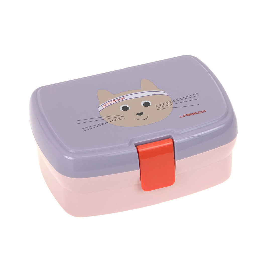 LÄSSIG Tiny Team Cat lunchbox met uitneembare tray voor school en onderweg