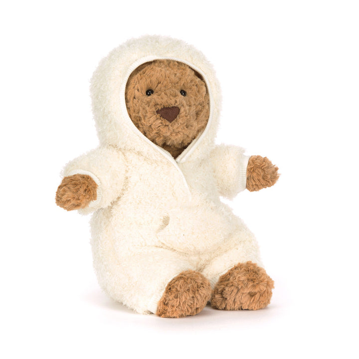 Jellycat Bartholomew Bear knuffel met all-in-one onesie outfit van zacht pluche