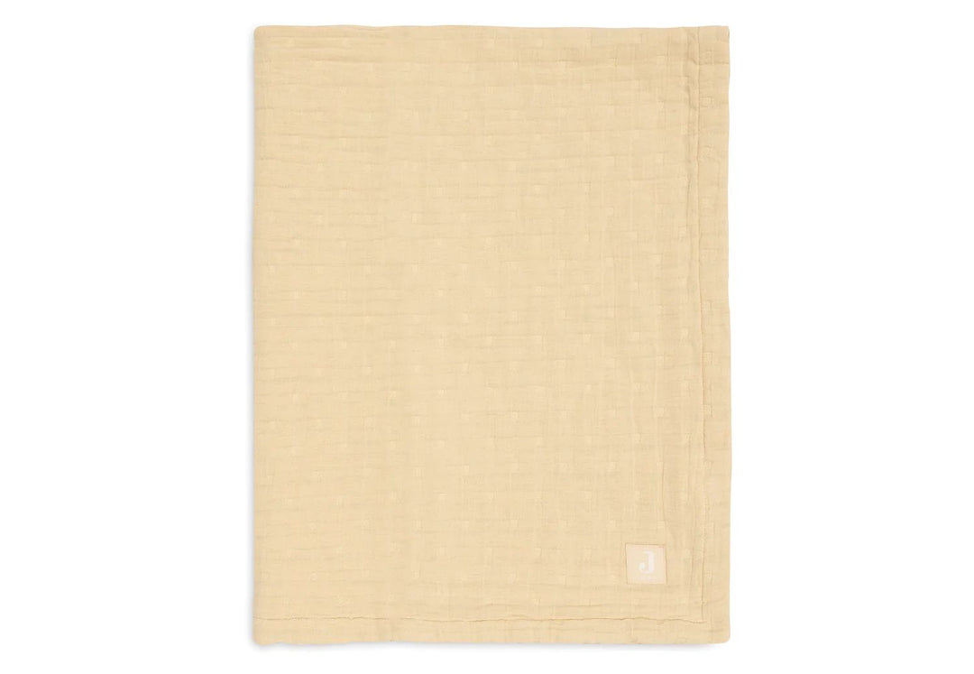 Jollein hydrofiele babydeken 75x100 cm vanilla met jacquard stippen, GOTS biologisch katoen