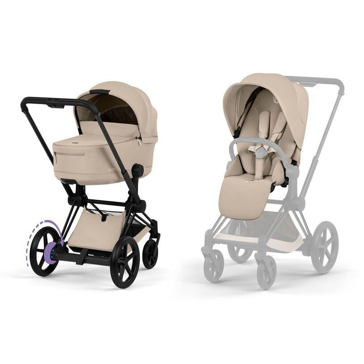 Cybex - Kinderwagen e-Priam Comfort Matt Black Frame | Cozy Beige