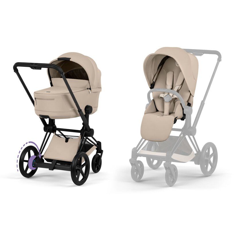 Cybex - Kinderwagen e-Priam Comfort Matt Black Frame | Cozy Beige