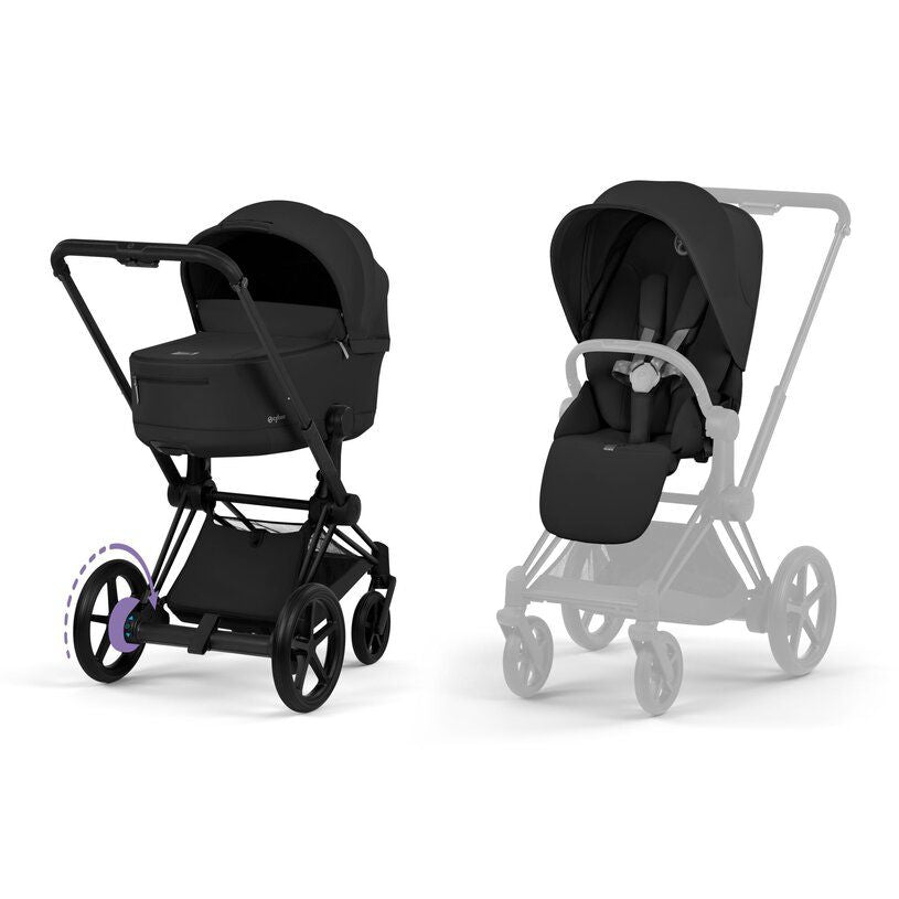 Cybex - Kinderwagen e-Priam Comfort Matt Black Frame | Sepia Black