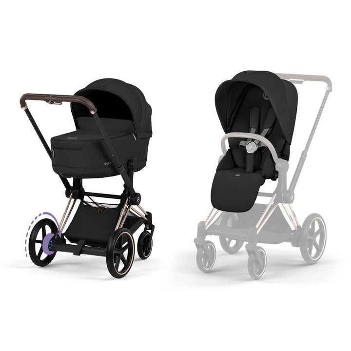 Cybex - Kinderwagen e-Priam Comfort Rose Gold Frame | Sepia Black