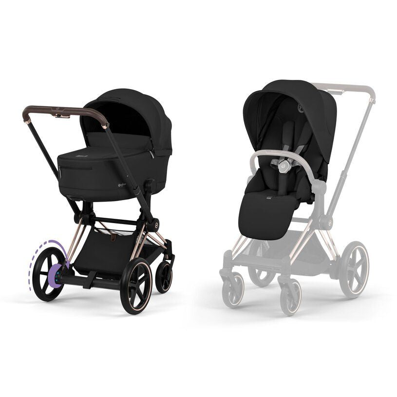 Cybex - Kinderwagen e-Priam Comfort Rose Gold Frame | Sepia Black