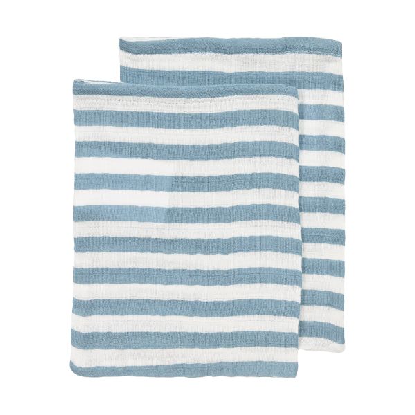 B-Boo tetra washandjes Fat Stripe Jeans Blue 2-pack