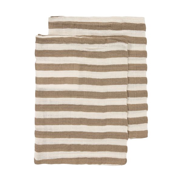 Meyco - Washandjes Pre-washed Tetra (2pack) | Fat Stripe Taupe
