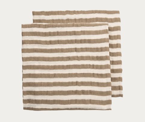 B-Boo tetradoeken Fat Stripe Taupe 70x70 cm 2-pack
