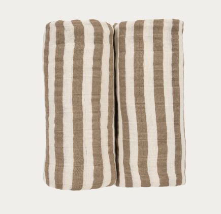 B-Boo tetradoeken Fat Stripe Taupe 120x120 cm 2-pack