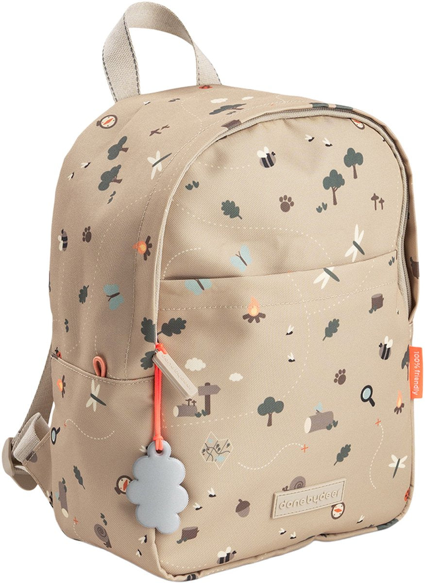 Done By Deer kinder rugzak Tiny Trails Sand met voorvak en verstelbare schouderbanden