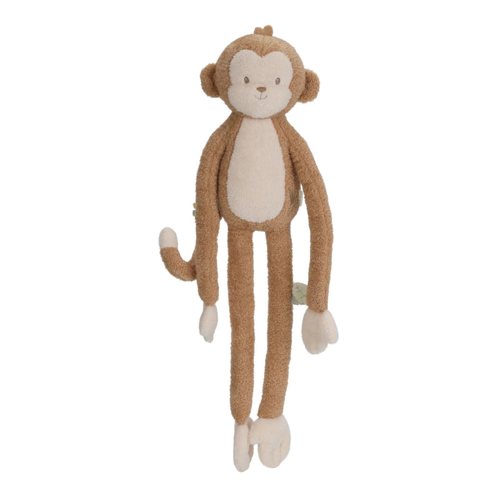 Little Dutch Safari Friends Aap XL in bruin met lange armen, ribstof en speelse details.