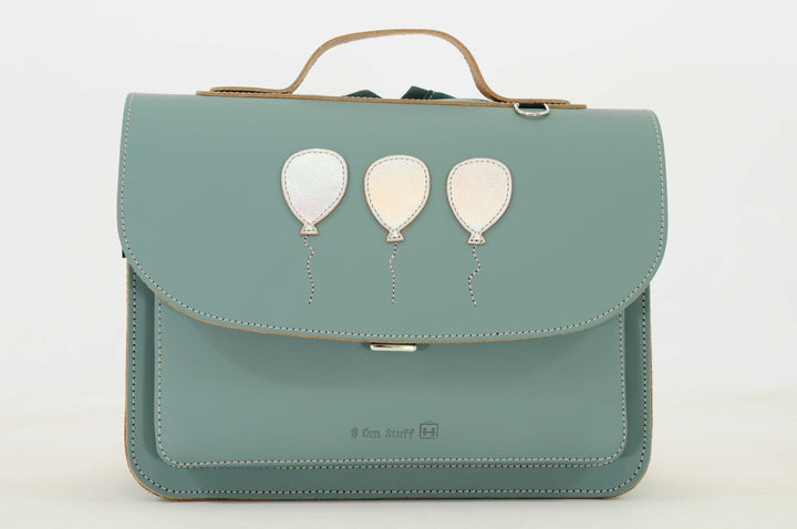 Own Stuff Balloon boekentas in Azul van 100% leer met ballonmotief en magneetsluiting.