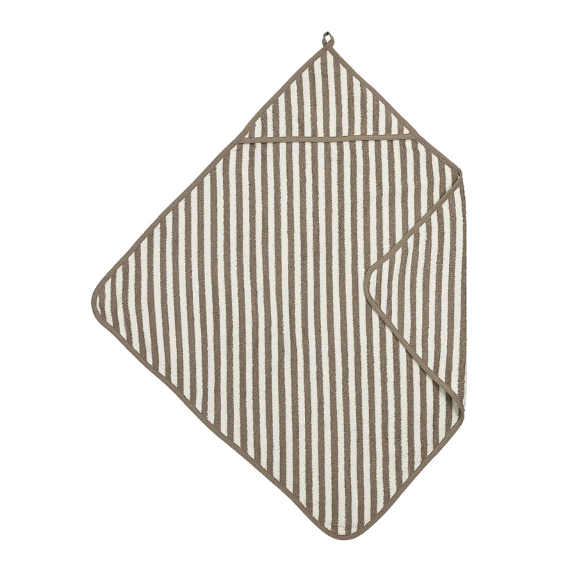 B-Boo - Badcape Badstof Jacquard Fat Stripe 75x75cm | Taupe