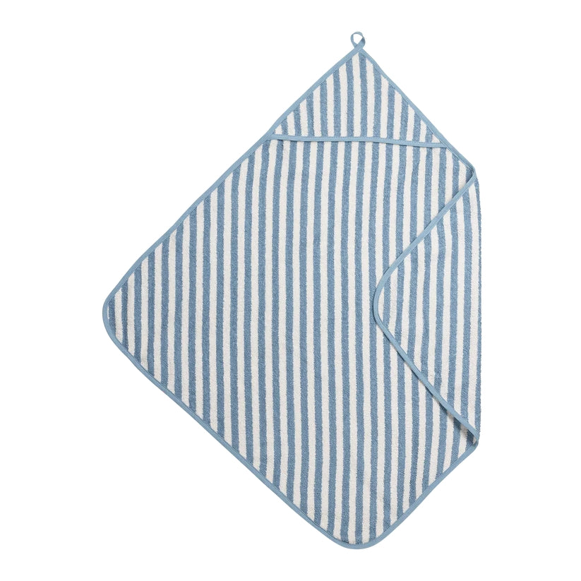 B-Boo - Badcape Badstof Jacquard Fat Stripe 75x75cm | Jeans Blue
