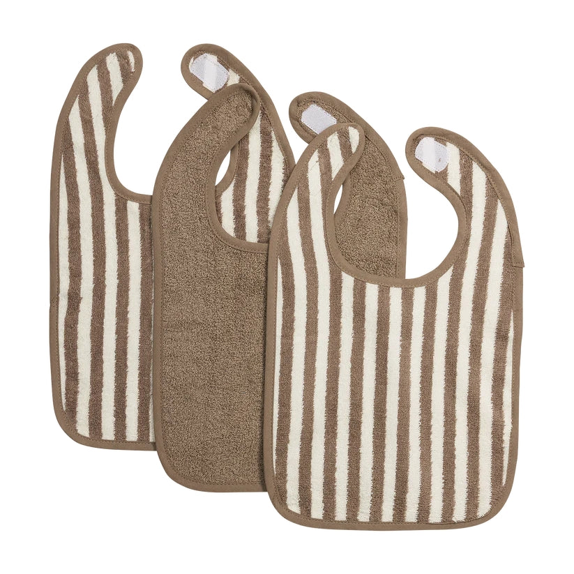 B-Boo - Slab Klittenband Badstof Jacquard Fat Stripe 26x31cm (3pack) | Taupe