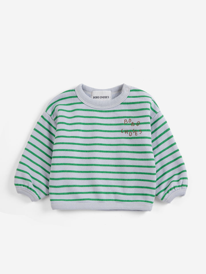 Bobo Choses Stripes sweater in lichtgrijs van biologisch en gerecycled katoen.