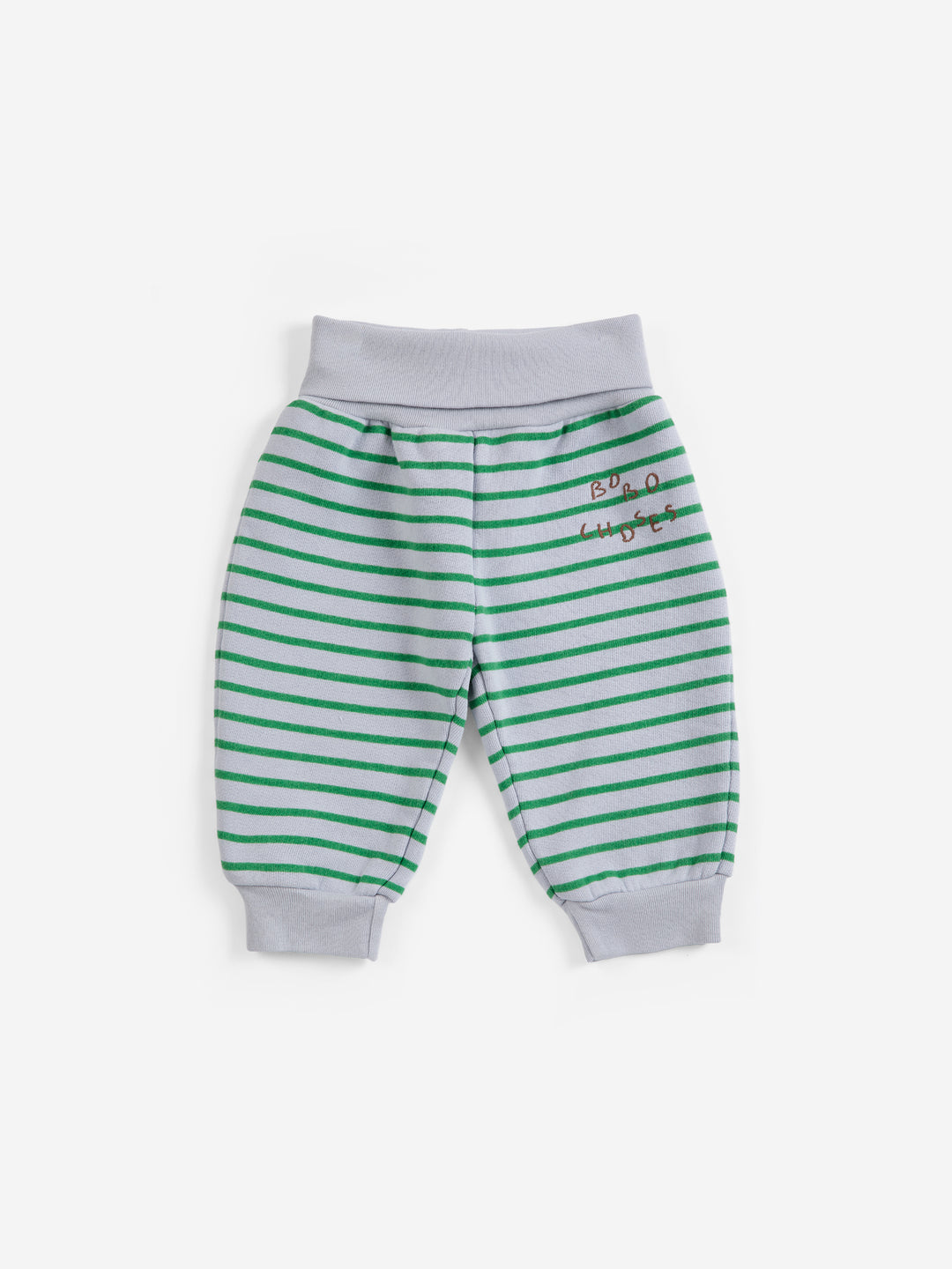 Bobo Choses Stripes joggingbroek in lichtgrijs van biologisch en gerecycled katoen.