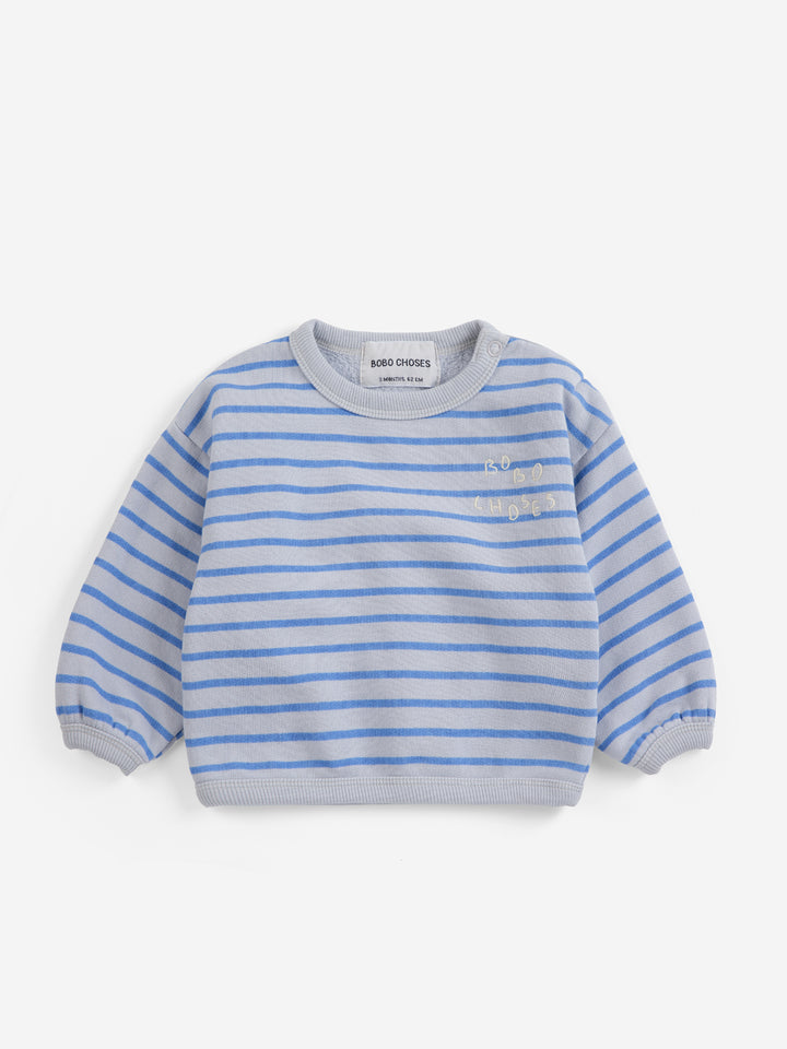 Bobo Choses Stripes sweater in lichtgrijs van biologisch en gerecycled katoen.