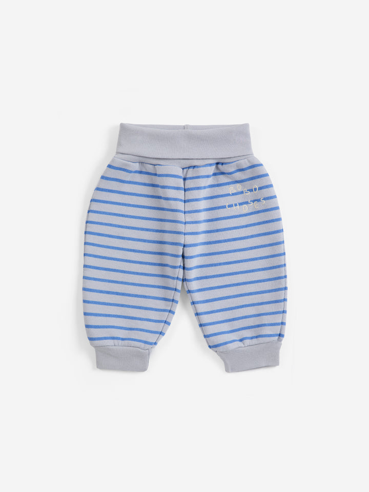 Bobo Choses Stripes joggingbroek in lichtgrijs van biologisch en gerecycled katoen.