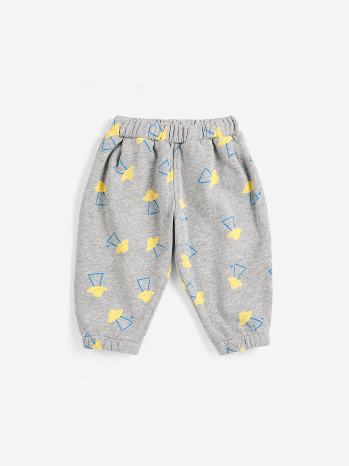 Bobo Choses Pixel Abduction joggingbroek in lichtgrijs van 100% biologisch katoen.
