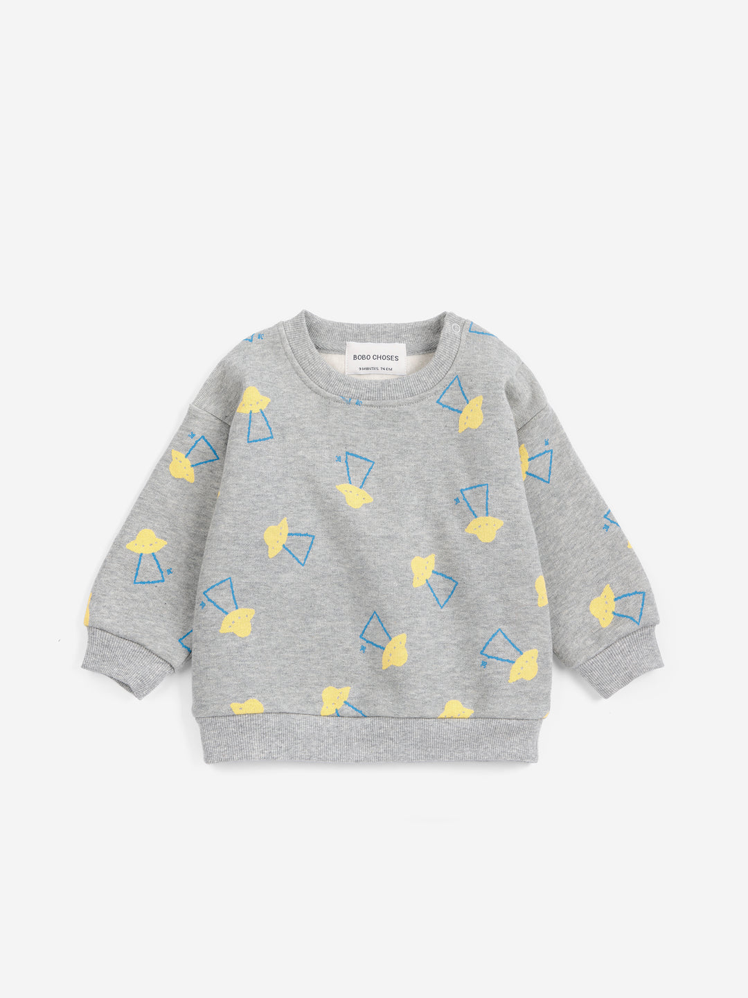 Bobo Choses - Pixel Abduction All Over Sweatshirt Light Heather Grey