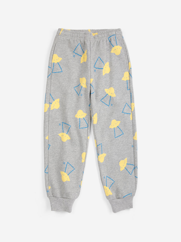 Bobo Choses Pixel Abduction All Over joggingbroek in light heather grey van biologisch katoen.
