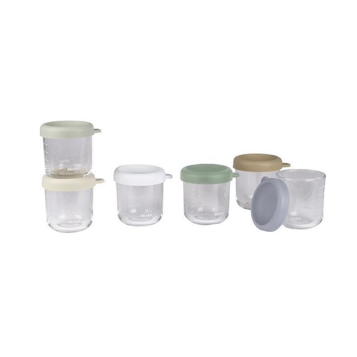 Beaba glazen bewaarpotjes 250 ml Natural Color Mix met hermetisch deksel