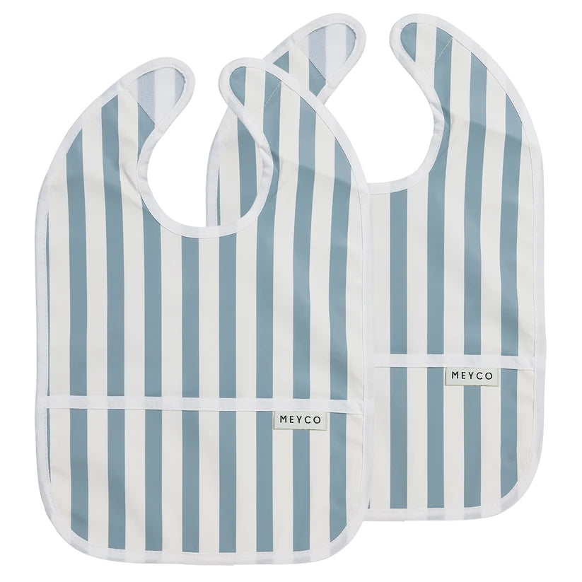 Meyco - Slab Met Opvangbak (2pack) | Fat Stripe Jeans Blue