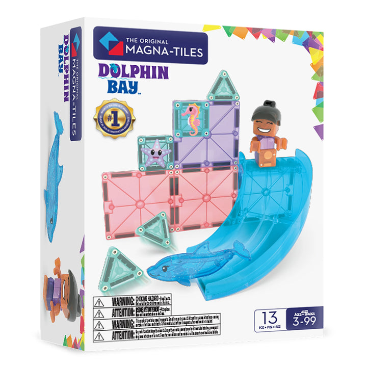 MAGNA-TILES Dolphin Bay met 13 magnetische bouwstukken en dolfijnthema.