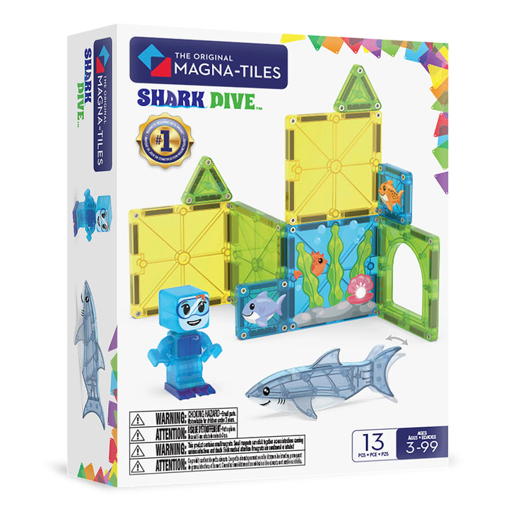 MAGNA-TILES Shark Dive magnetische bouwset met haaien en onderwaterthema.