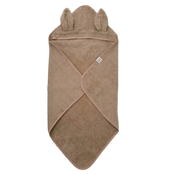 Summerville Organic badcape met konijnenoortjes in Warm Taupe van 100% biologisch katoen.