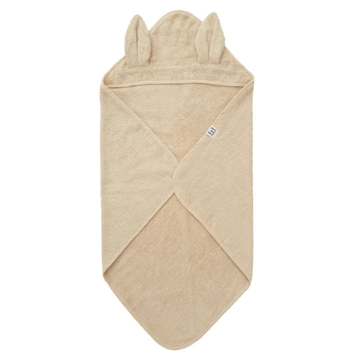 Summerville Organic badcape met konijnenoortjes in Sandshell van 100% biologisch katoen.