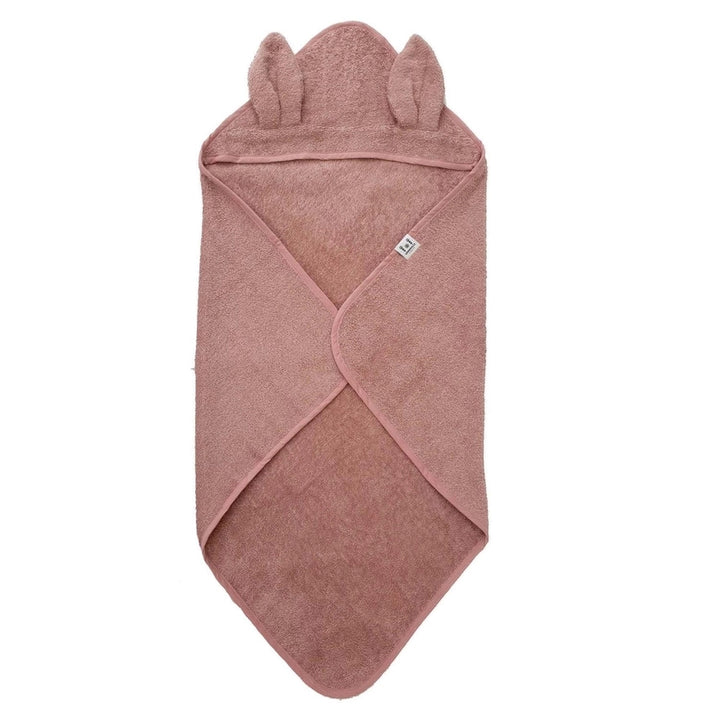 Summerville Organic badcape met konijnenoortjes in licht mauve van 100% biologisch katoen.