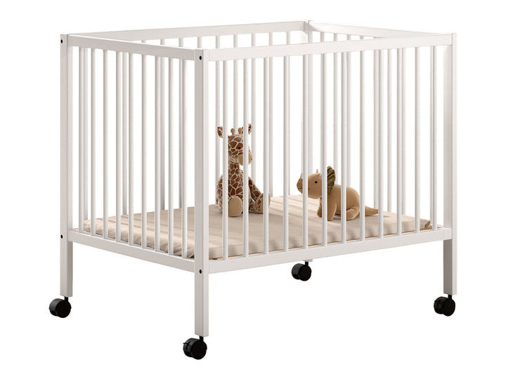 Jaxx Dino babypark 95 x 75 cm in wit met verstelbare bodem en wieltjes.