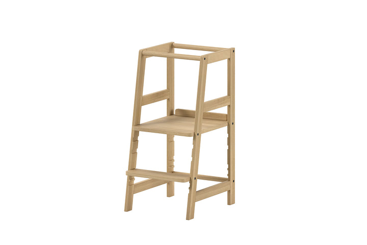 Jaxx Leertoren Nature in natuurlijke houtkleur van beukenhout voor veilig meehelpen in de keuken.