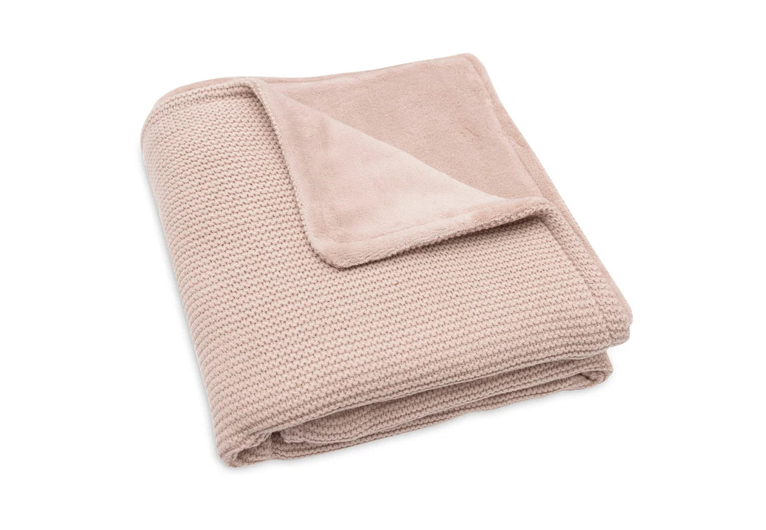 Jollein - Deken Wieg 75x100cm Basic Knit Wild Rose/Fleece